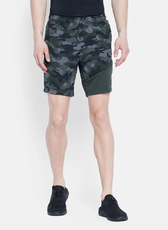 Men's Patterned Pants with StripesMens Olive Printed Short