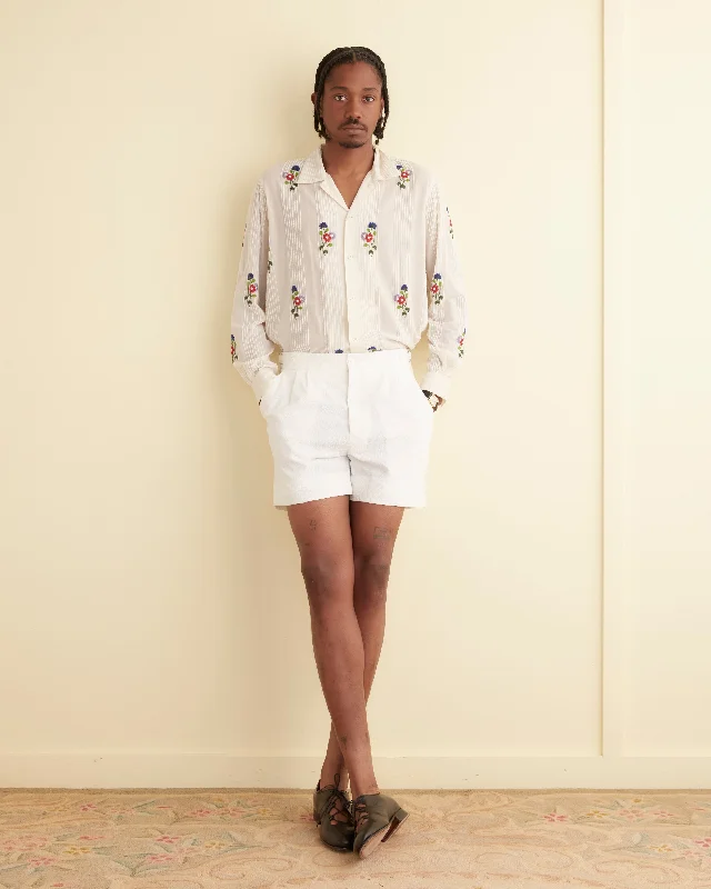 Men's Unique and Designer Bottom Wear for a Statement LookSeersucker Double-Button Pleated Shorts