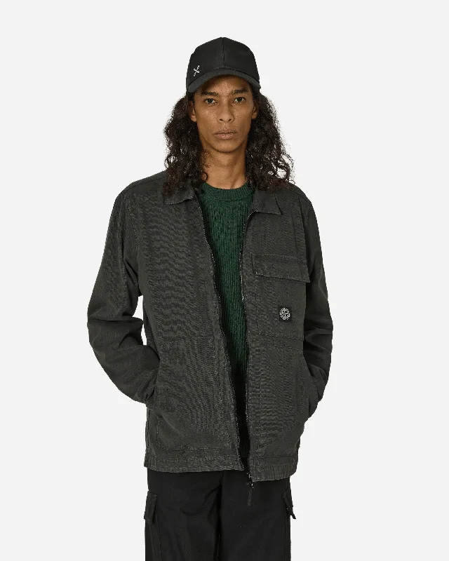 Layered Men's Henley ShirtsPanama Cotton 'OLD' Effect Overshirt Lead Grey