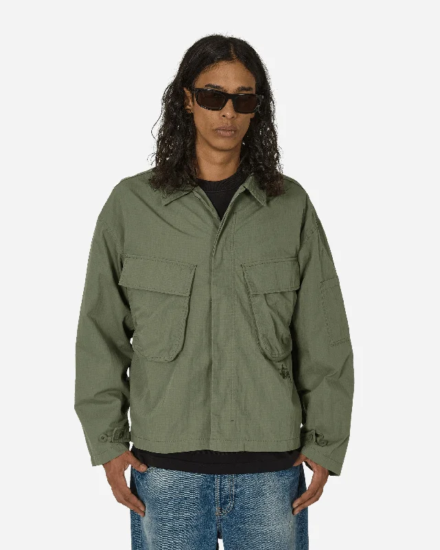 Men's Performance Fabric Shirts for All-Day ComfortMilitary Longsleeve Overshirt Olive
