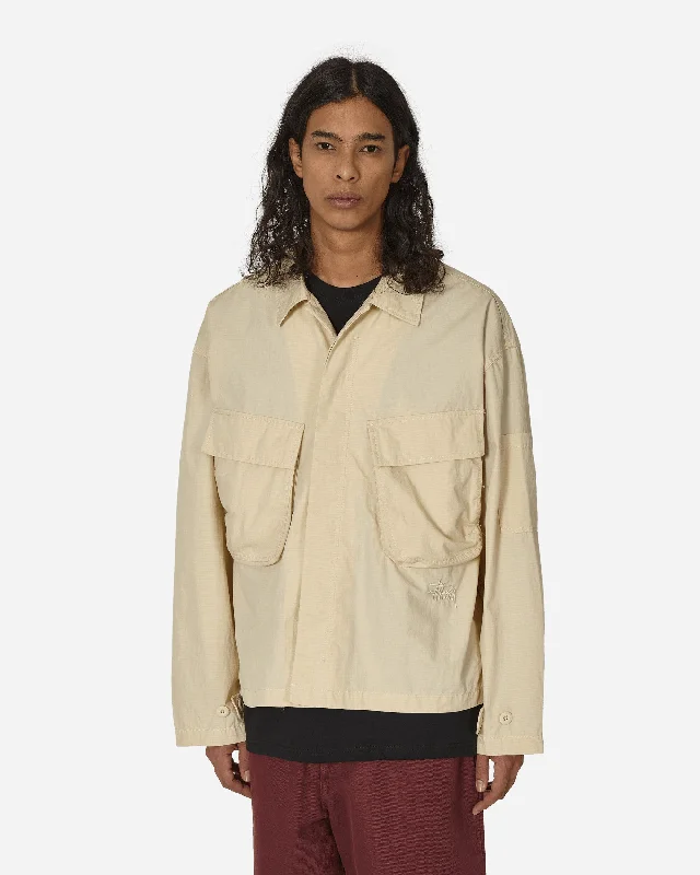 Men's Patterned Casual Shirts for Relaxed StylingMilitary Longsleeve Overshirt Bone