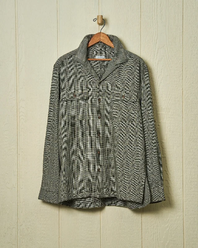 Men's Floral Print Shirts for Spring and SummerSuperfine Wool Camp Shirt in Khaki Glen Plaid