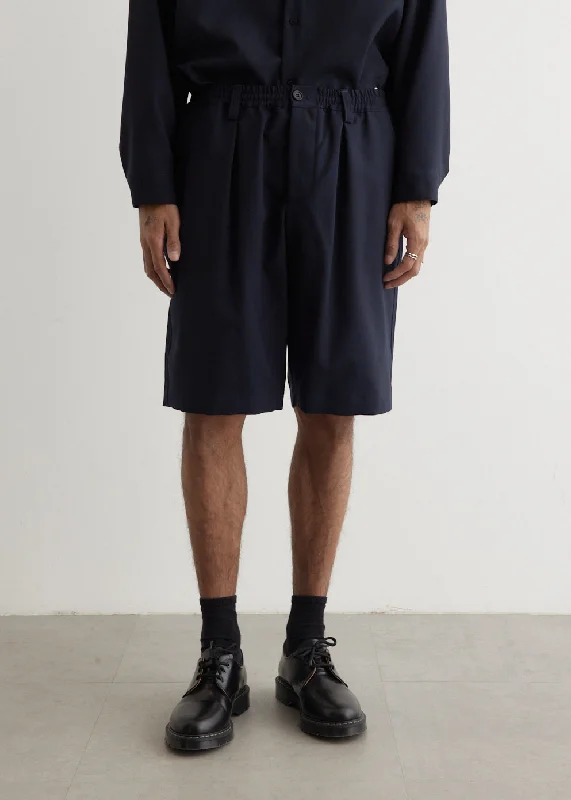 Men's High-Waisted Pants for a Retro StyleTropical Wool Drawstring Bermuda Shorts