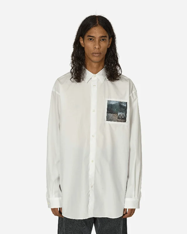 Men's Solid-Color Button-Down Shirts for VersatilityTwin Peaks Typewriter Shirt White