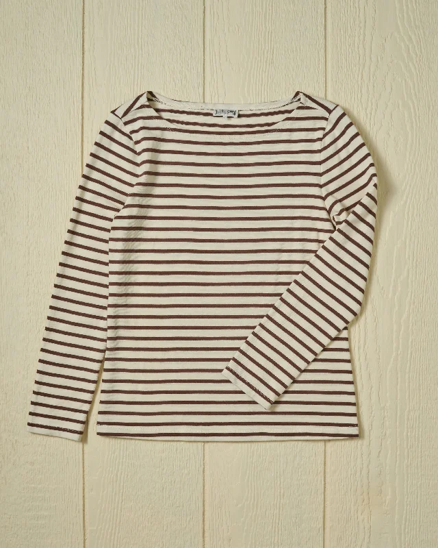 Men's Essential Dress Shirts for Everyday WearWomen’s Breton Stripe Boatneck Tee in Off White/Coffee