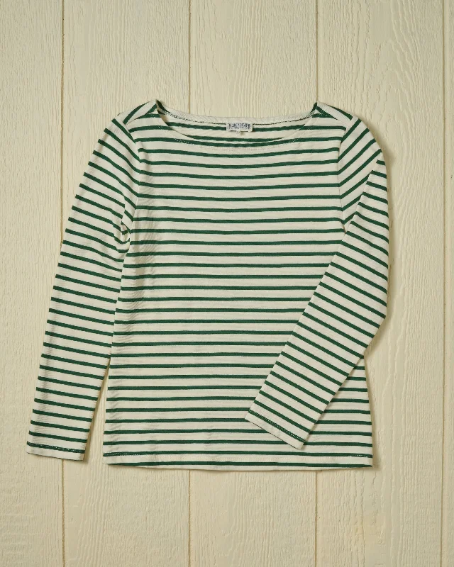 Classic Men's Dress ShirtsWomen’s Breton Stripe Boatneck Tee in Off White/Spruce