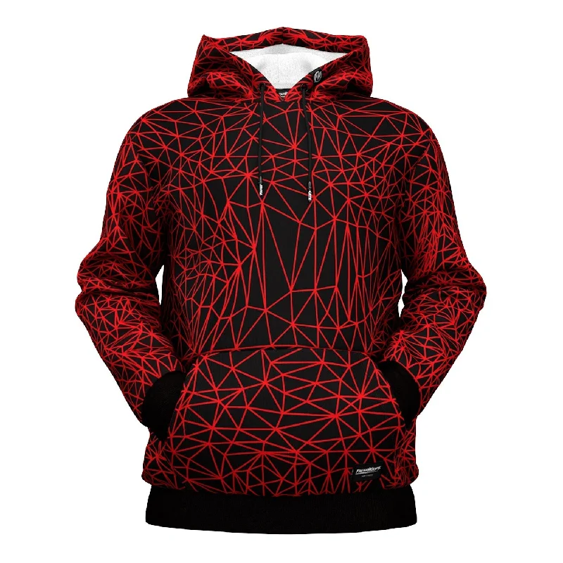 Casual Men's Zip-Up HoodiesAbstract Red Polygons Hoodie