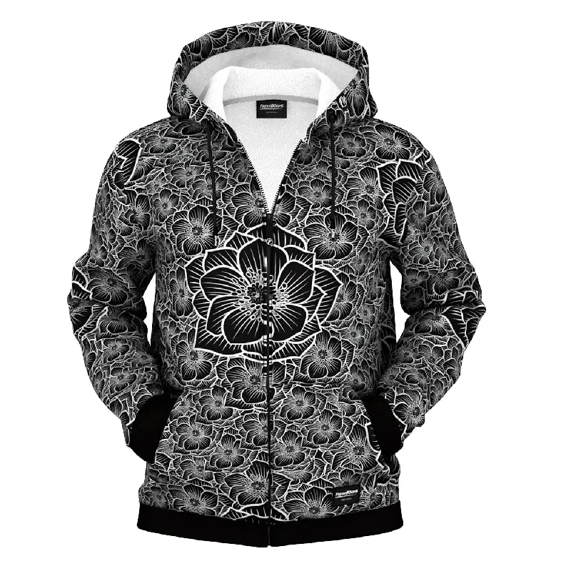 Men's Hoodies for LayeringAchromic Flower Zip Up Hoodie