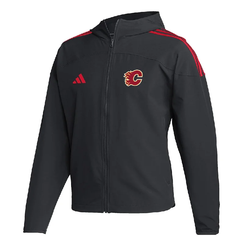 Men's Shirts with Moisture-Wicking Fabricadidas - Men's Calgary Flames LW Full Zip Jacket (HY3097)