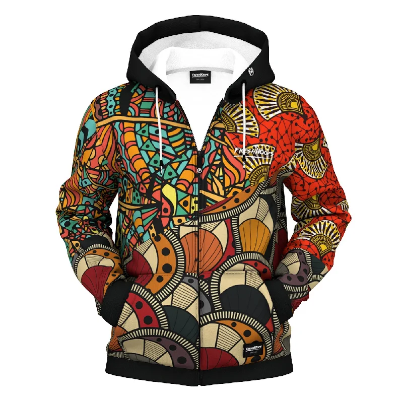 Men's Hoodies for SpringAfrican Pattern Zip Up Hoodie
