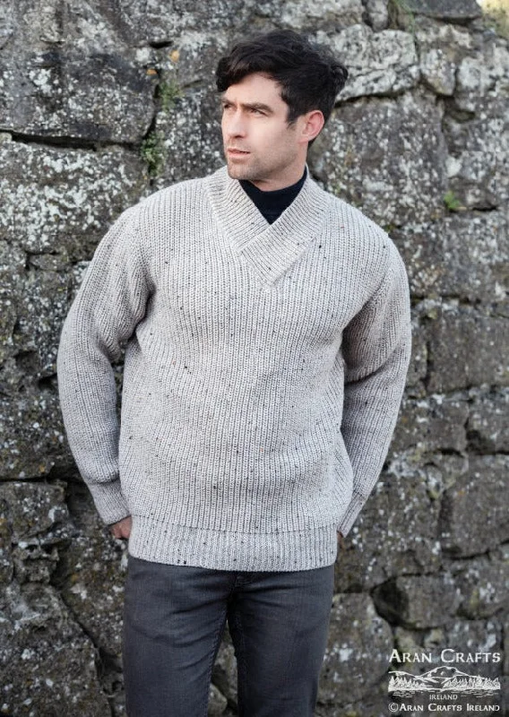 Men's Sweaters with Zippered PocketsAran Crafts Men's V-Neck Rib Sweater | Oatmeal