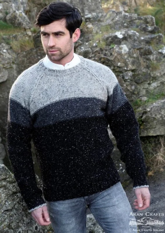 Men's Sweaters with PocketsAran Crafts Three Tone Donegal Sweater