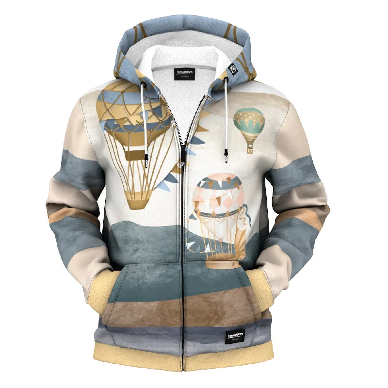 Men's Hoodies with Contrast StitchingBalloon Land Zip Up Hoodie