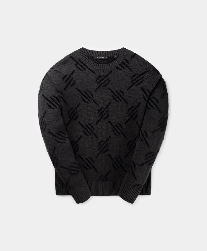 Men's Sweaters with Argyle PatternsBlack Tevin Monogram Knit Sweater