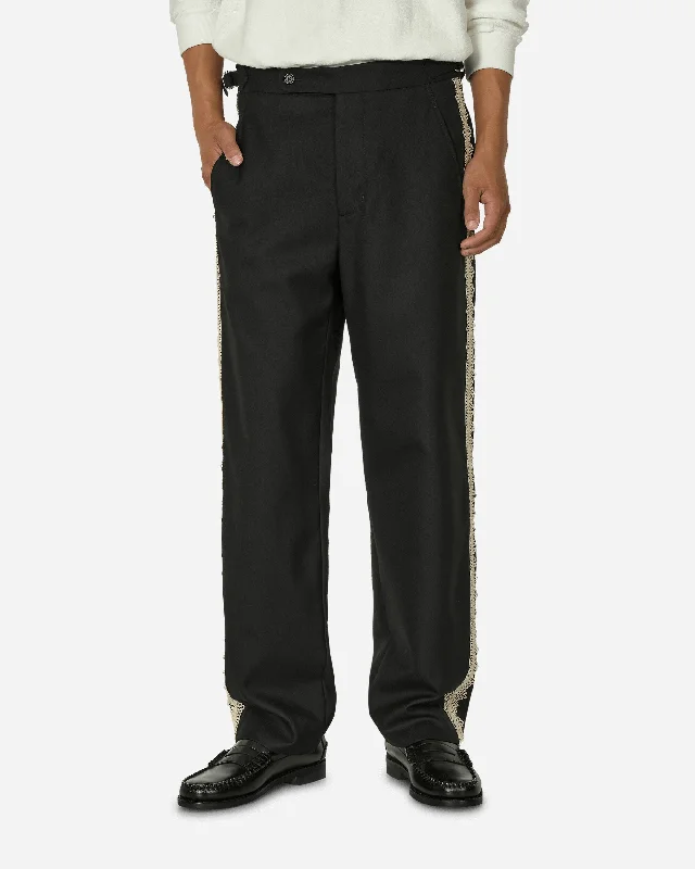 Men's Jeans with Stretch FabricLacework Side Buckle Trousers Black