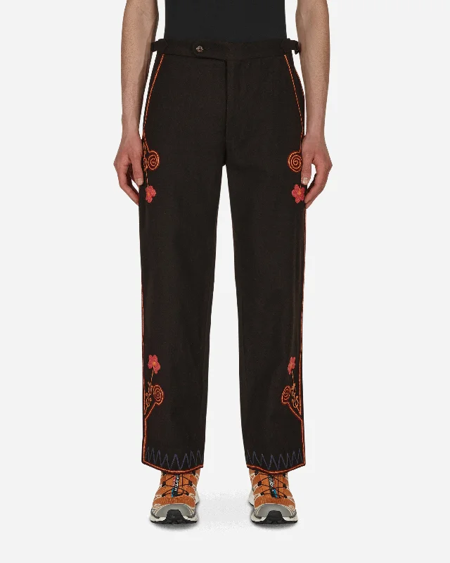 Fashion-Forward Men's JeansRancher Embroidered Trousers Brown