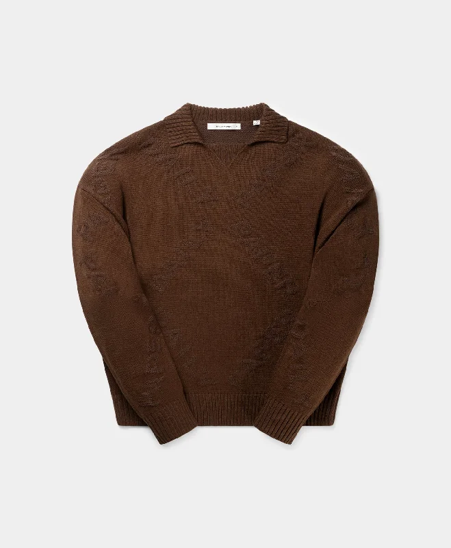 Men's Sweaters with Patch PocketsBrown Diamond Knit Sweater