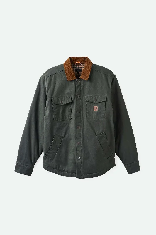Men's Coats with Convertible CollarsBuilders Durham Waxed Canvas L/S Flannel Lined Jacket - Washed Black