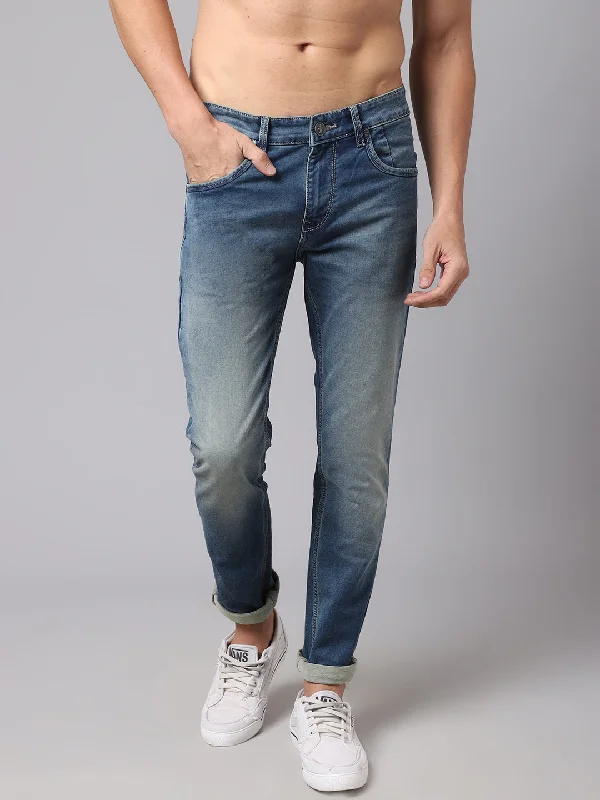 Flexible Men's JeansMen's Ultra Narrow fit Heavy Fade Dark Blue  Jeans