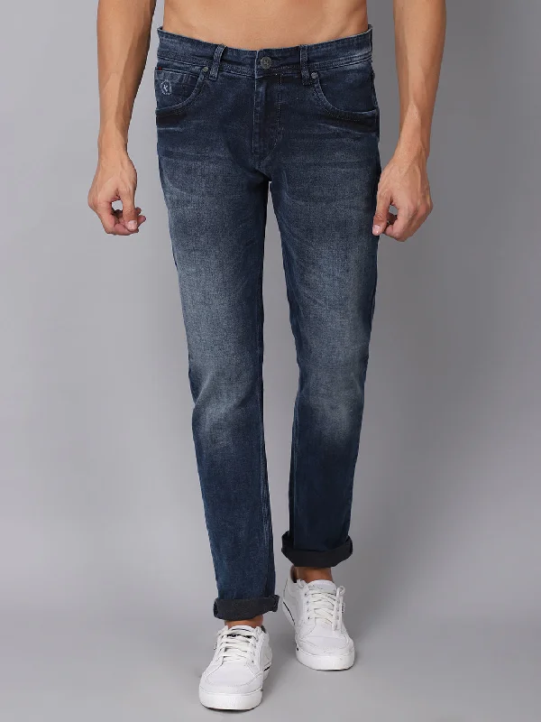 Cool Distressed Men's JeansMen's Ultra Narrow fit Medium Fade Carbon Blue  Jeans