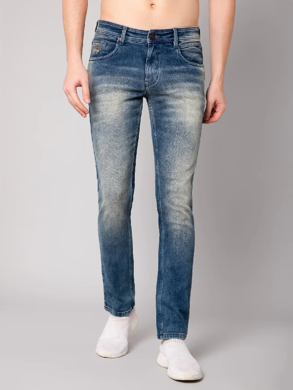 Trendy Men's JeansMen's Ultra Narrow fit Heavy Fade Dirty Blue  Jeans