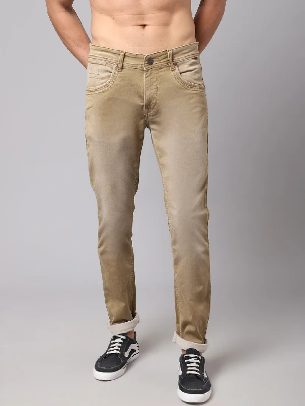 Cool Distressed Men's JeansMen's Ultra Narrow fit Medium Fade Khaki  Jeans