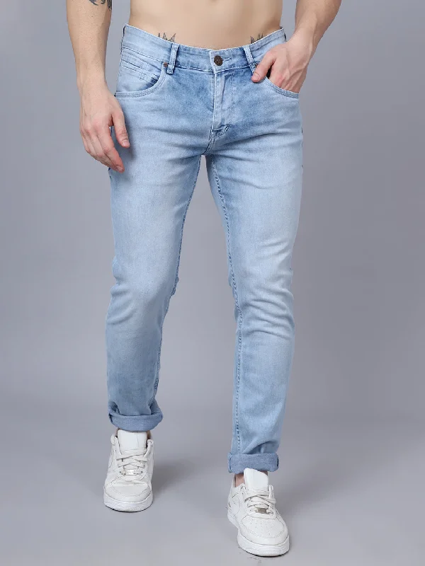 Casual Ripped Men's JeansMen's Ultra Narrow fit Medium Fade Light Blue  Jeans