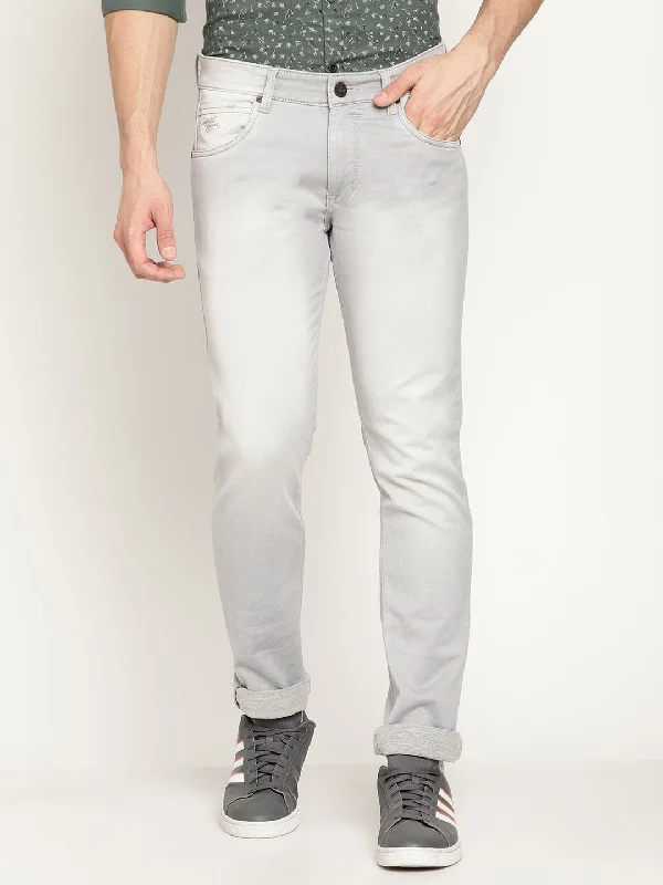 Men's Jeans with RipsMen's Ultra Narrow fit Light Fade Silver  Jeans