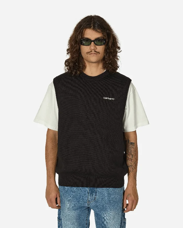 Men's Sweaters with Skinny FitsScript Vest Black
