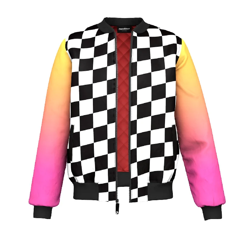 Men's Coats with Patchwork DesignsCheckered Jinx Bomber Jacket
