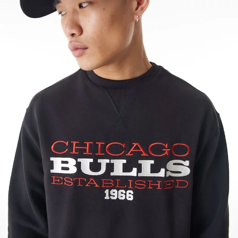 Men's Sweaters for Dressy EventsChicago Bulls NBA Lifestyle Black Oversized Crew Neck Sweater