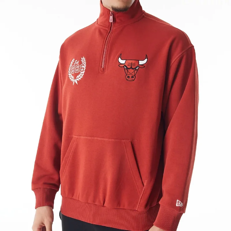 Men's Sweaters with Fair Isle PatternsChicago Bulls NBA Lifestyle Red Quarter Zip Sweater