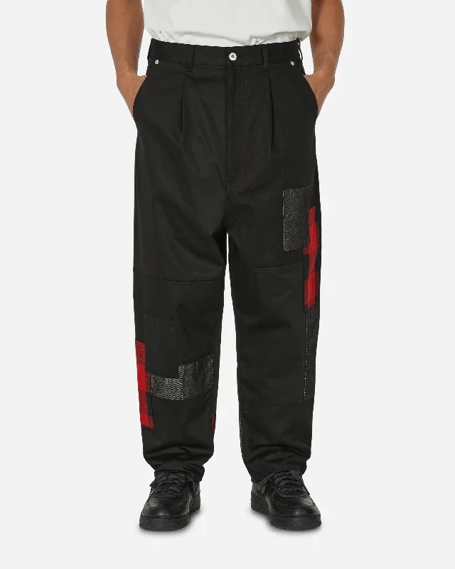 Elegant Men's JeansPatchwork Pants Black