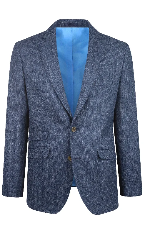 Men's Coats for WorkTorre Blue Herringbone Jacket Milan 320