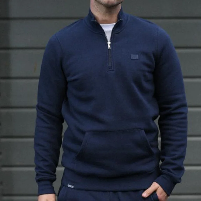 Men's Sweaters with Tailored FitsDIESEL SPORT 1/4 ZIP SWEATER  - NAVY