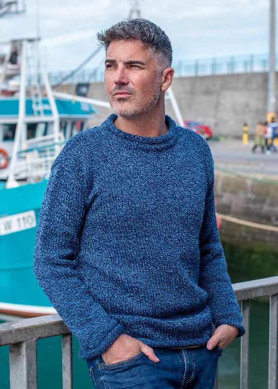 Casual Men's Pullover SweatersDonegal Roll Neck Sweater | Blue Twist
