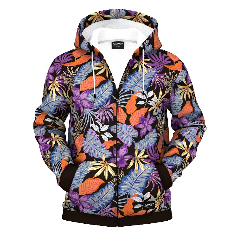 Warm Men's Thermal HoodiesEvening Floral Dance Zip Up Hoodie