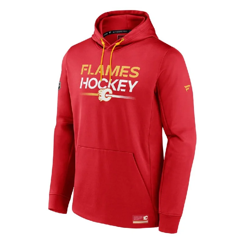Men's Shirts with Embellished HemlinesFanatics - Men's Calgary Flames Authentic Pro Rink Poly Fleece Hoodie (00I8 0736 2C 02U)