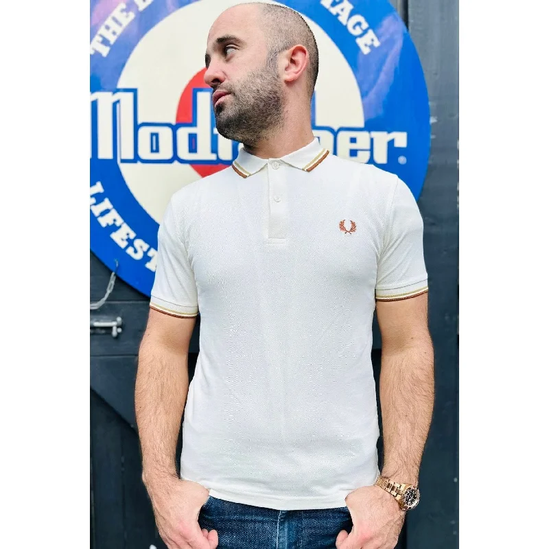 Men's Shirts with Hook-and-Loop ClosuresFred Perry - M3600 Ecru/ Honeycomb/ Marmalade Twin Tipped - Polo