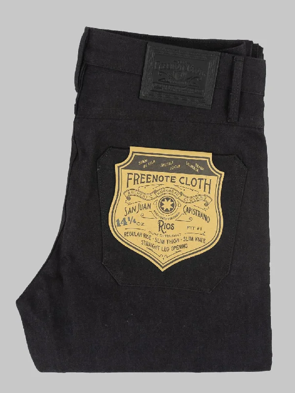 Jeans for Men with a Athletic BuildFreenote Cloth Rios 14.25oz Black Grey Japanese Denim Slim Straight Jeans