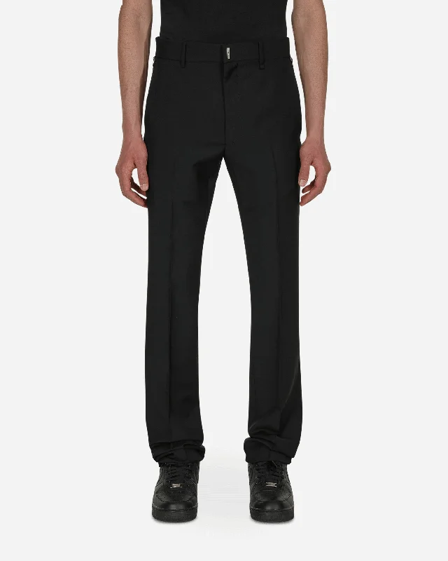 Men's Jeans in Unique PatternsZip Details Wool Trousers Black