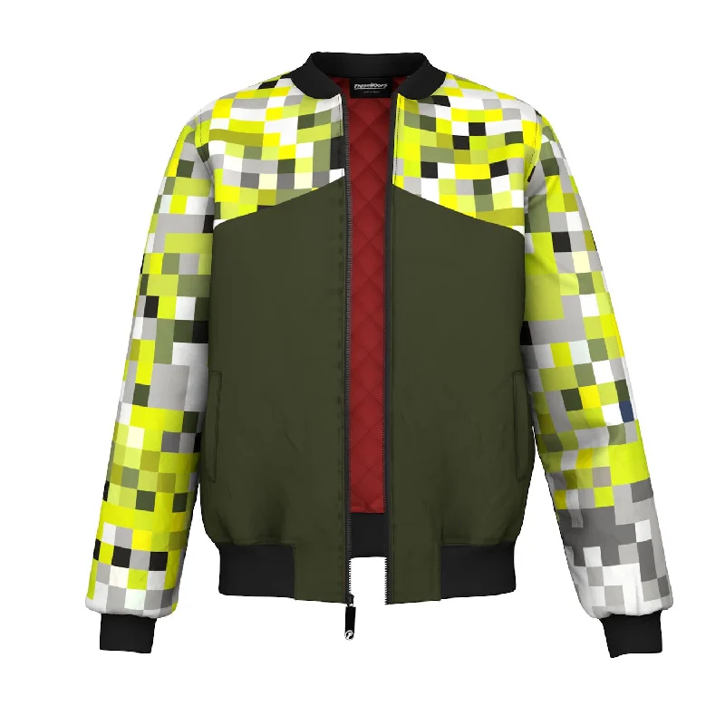 Designer Men's OvercoatsGreen Fusion Bomber Jacket