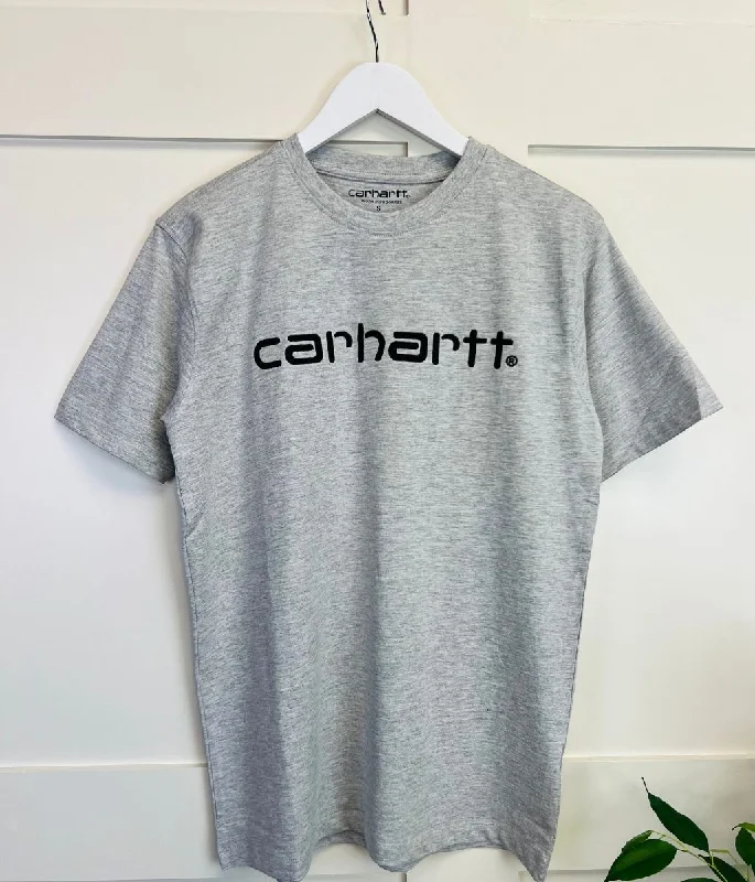 Men's Shirts for Outdoor ActivitiesGrey Embroidered Logo Cotton T-Shirt