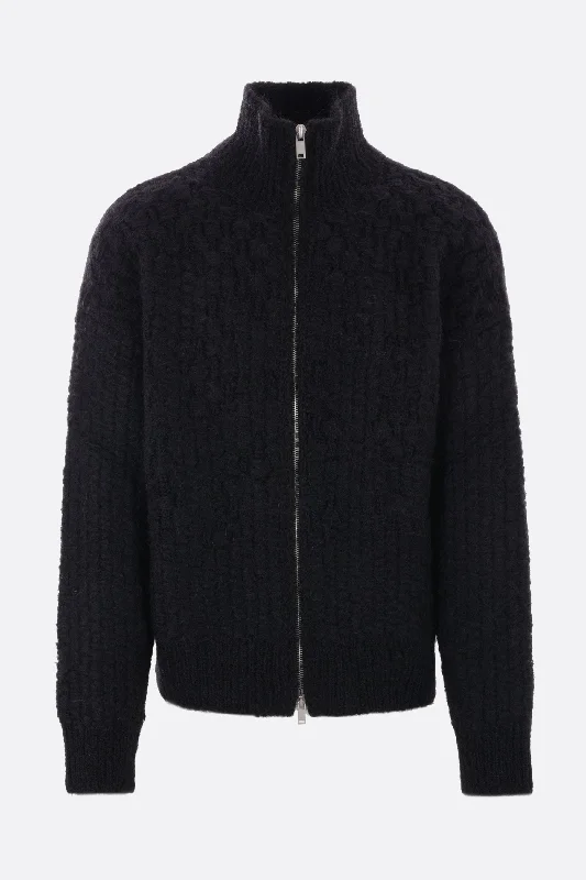 Men's Shirts with Embellished Sleevesmohair and alpaca full-zip cardigan