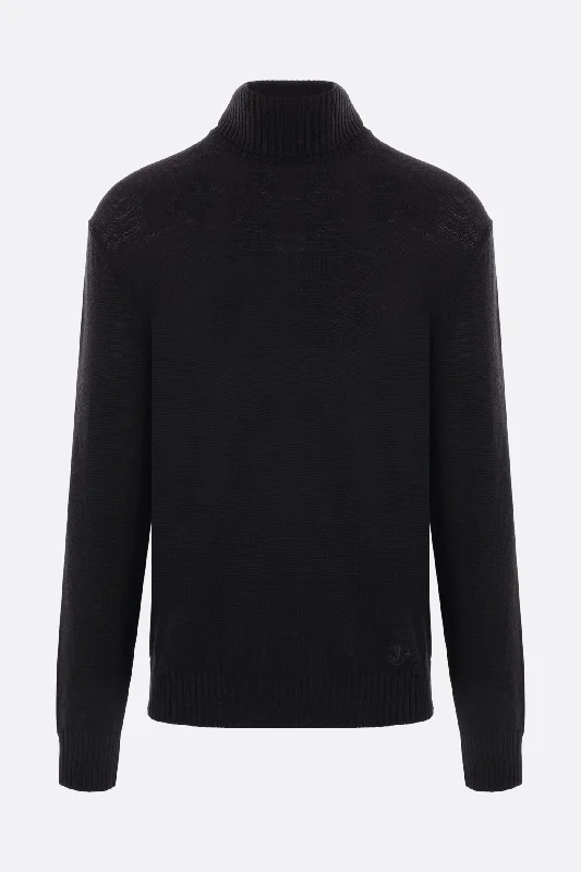 Men's Short-Sleeved ShirtsJS+ embroidered wool turtleneck