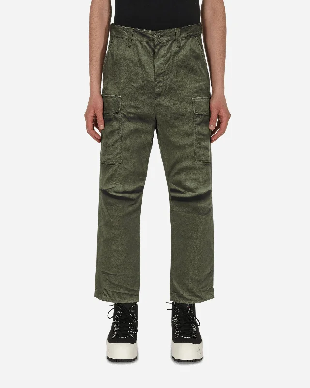 Modern Ripped and Distressed Men's JeansPrinted Nylon Trousers Green