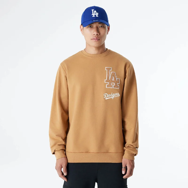 Men's Sweaters for Winter SportsLA Dodgers MLB Logo Select Beige Crew Neck Sweater