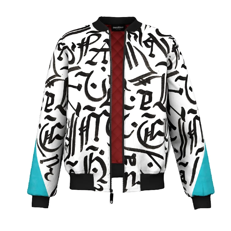 Men's Coats with Convertible CollarsLetterally Aesthetic Bomber Jacket