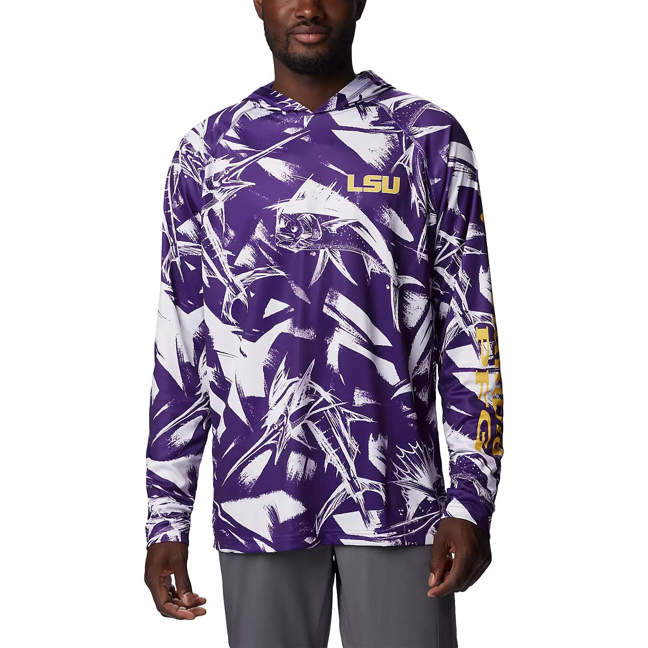 Men's Shirts with Chest PocketsLSU Tigers Men's Columbia Super Terminal Tackle Hoodie