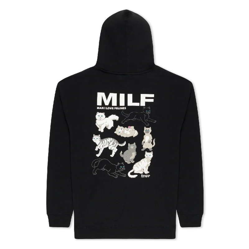 Men's Hoodies with Relaxed FitsMan I Love Felines Hoodie (Black)